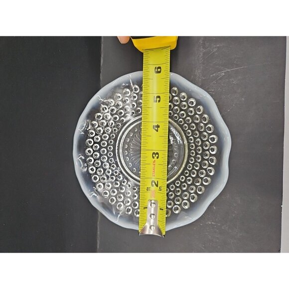 Vintage Moonstone Opalescent Hobnail Ruffle Edge Shallow Glass Dish - Picture 3 of 9